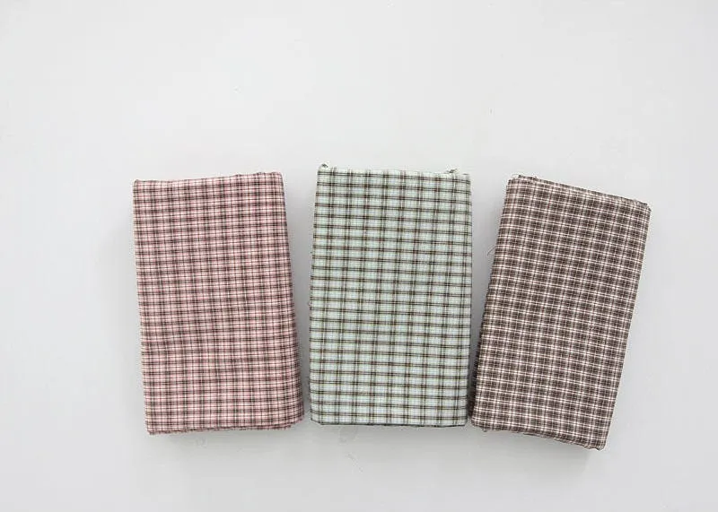 Plaids Cotton Fabric, Yarn Dyed Cotton Fabric, Washing Cotton Fabric - Pink, Mint or Brown - By the Yard 19483-1