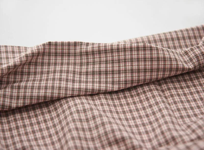 Plaids Cotton Fabric, Yarn Dyed Cotton Fabric, Washing Cotton Fabric - Pink, Mint or Brown - By the Yard 19483-1