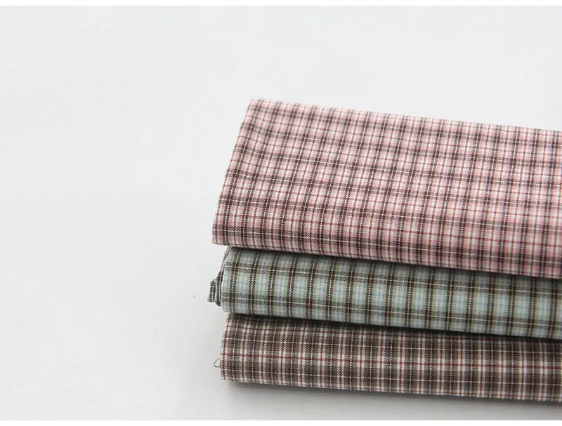 Plaids Cotton Fabric, Yarn Dyed Cotton Fabric, Washing Cotton Fabric - Pink, Mint or Brown - By the Yard 19483-1