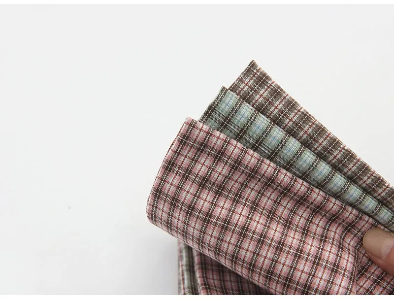 Plaids Cotton Fabric, Yarn Dyed Cotton Fabric, Washing Cotton Fabric - Pink, Mint or Brown - By the Yard 19483-1
