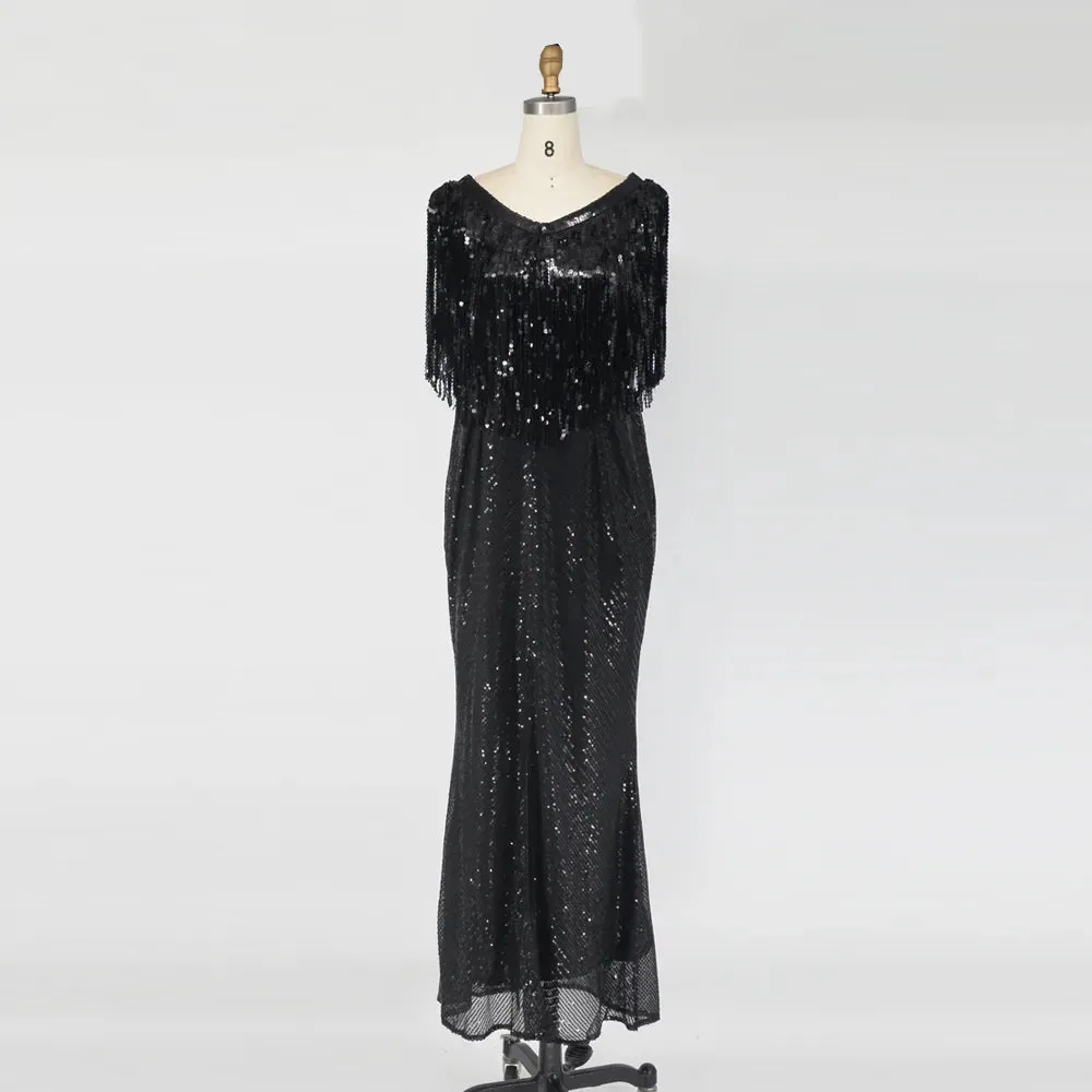 Plus Size Wedding Party Dress Women's Sexy Slim Sequin Tassel Prom Dresses Fashion Elegant Evening Gown