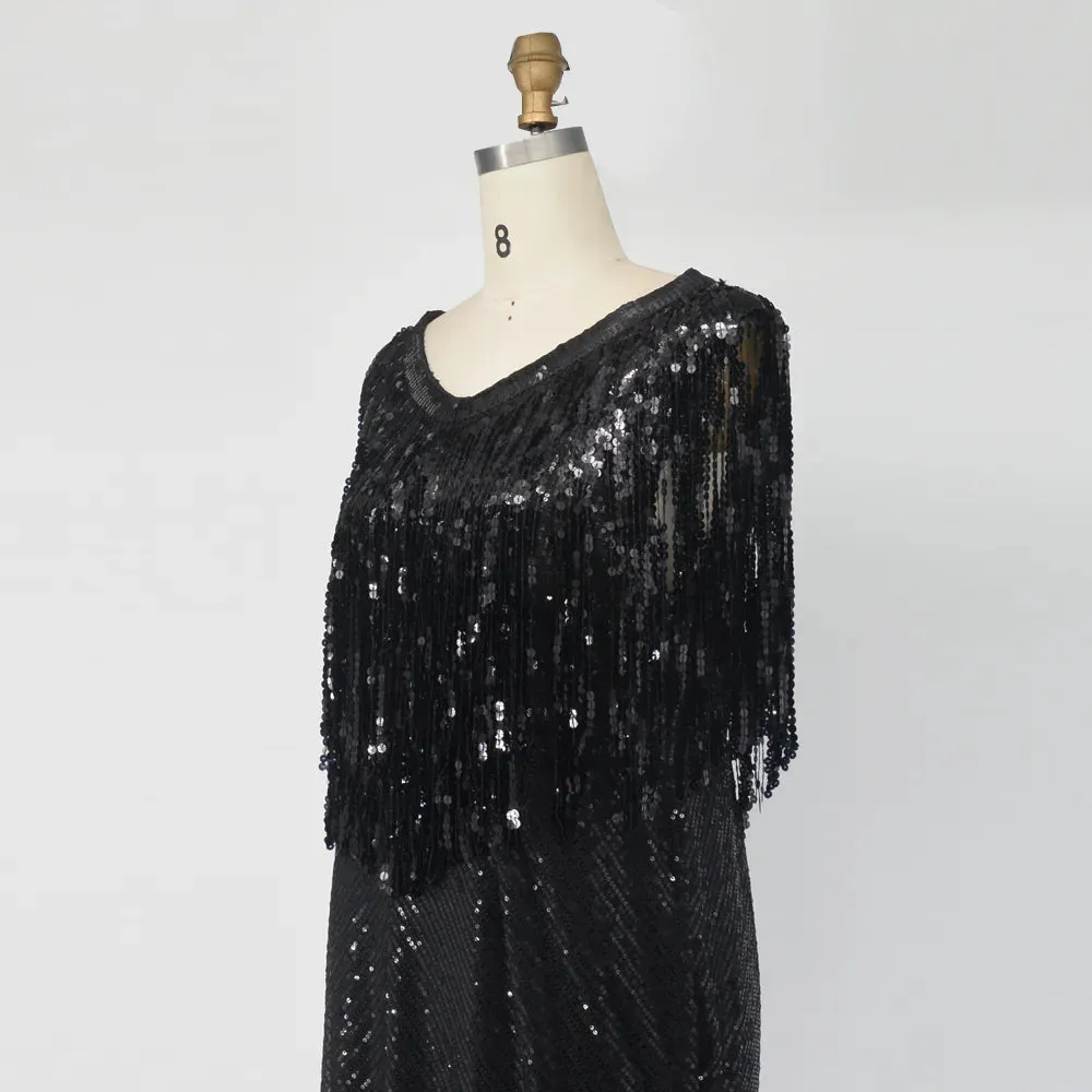 Plus Size Wedding Party Dress Women's Sexy Slim Sequin Tassel Prom Dresses Fashion Elegant Evening Gown