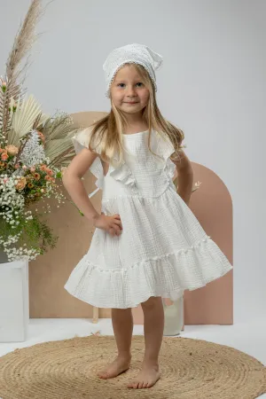 "Mallie" Ecru Organic Cotton Lace Up Dress