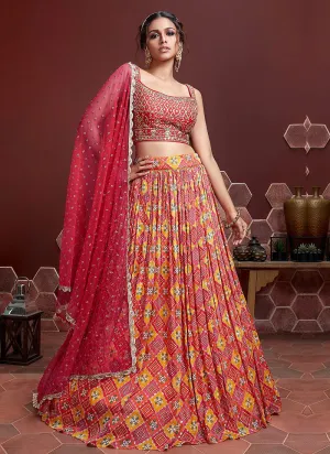 Red and Gold Stylish Lehenga Choli