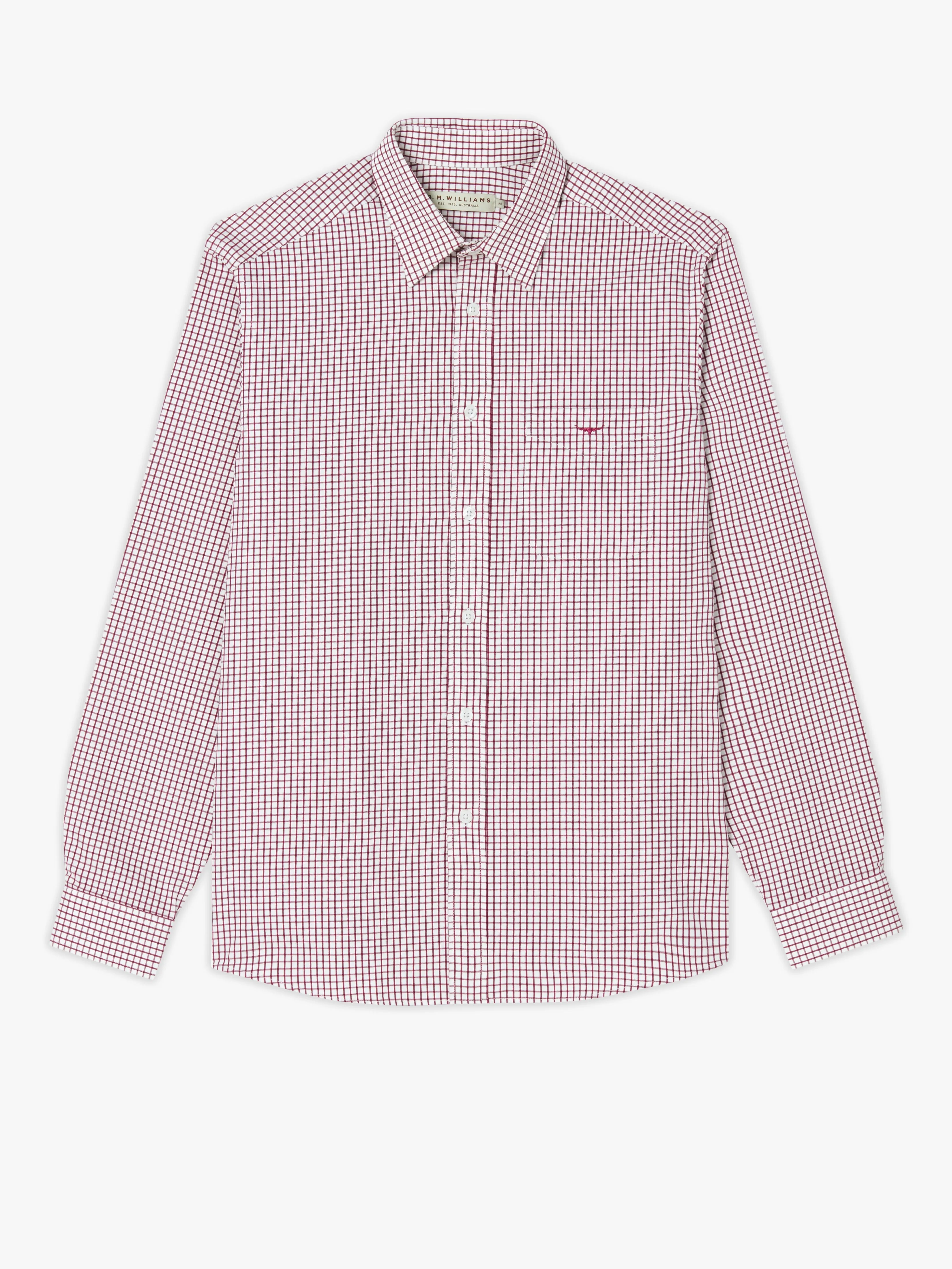 R.M. Williams Collins Shirt - Burgundy/White