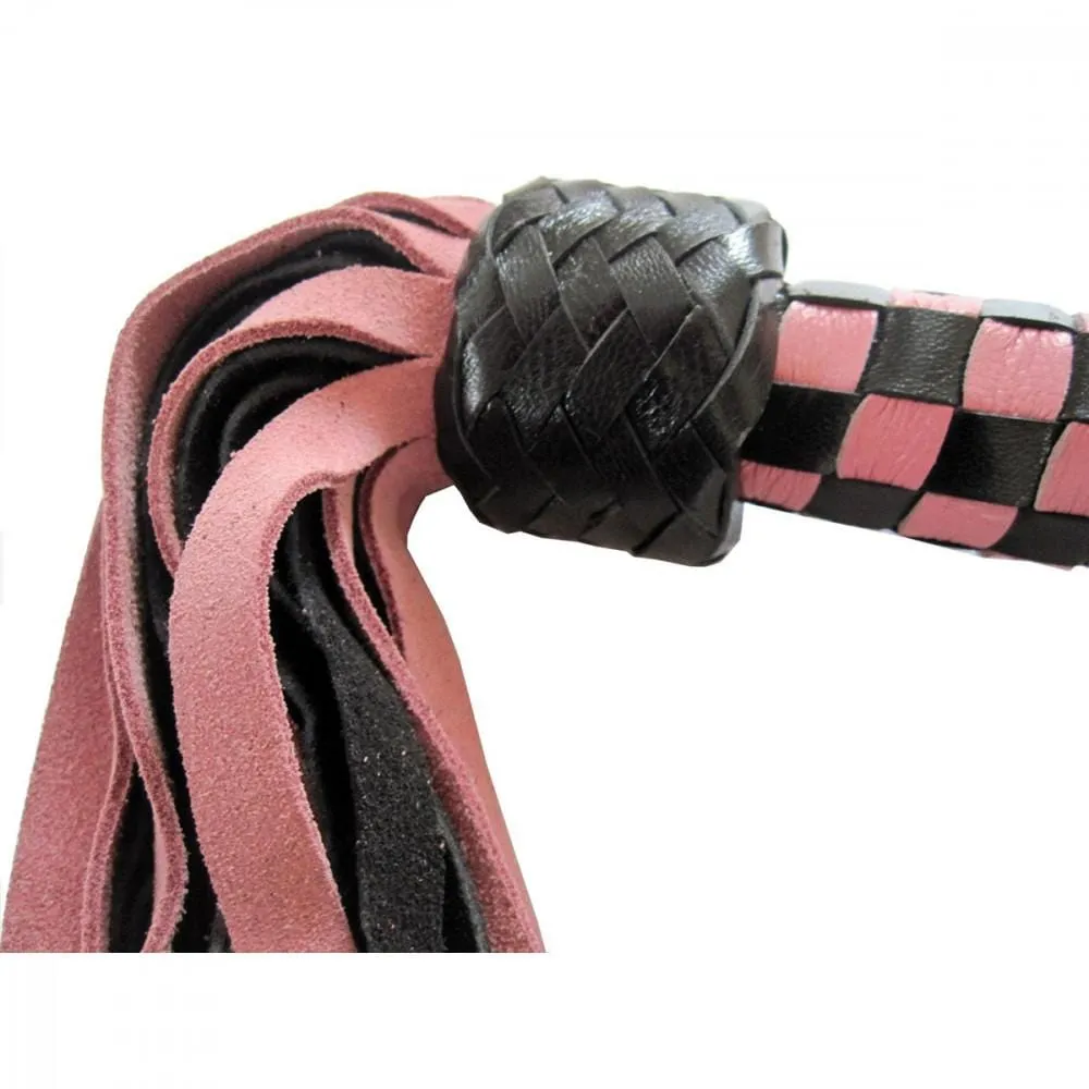 Ruff-Lust in Leather Short Suede Flogger - Pink/Black