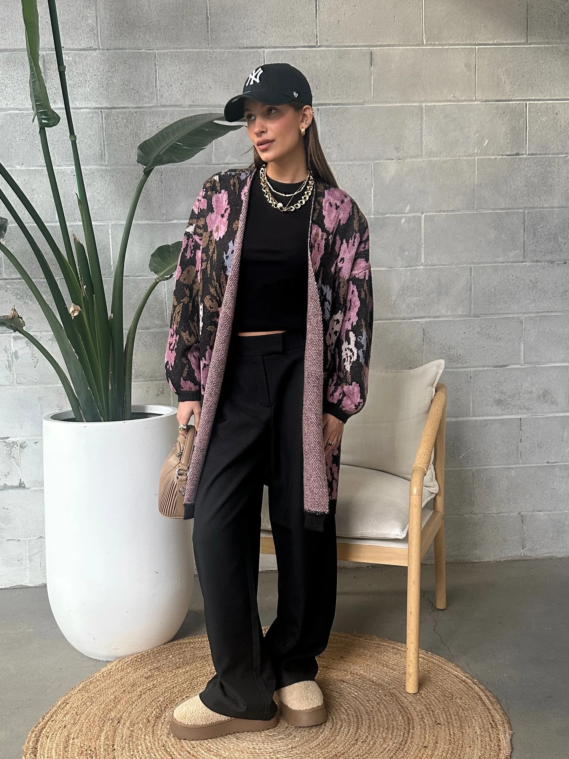 SALTWATER LUXE Emer Long Open Floral Cardigan