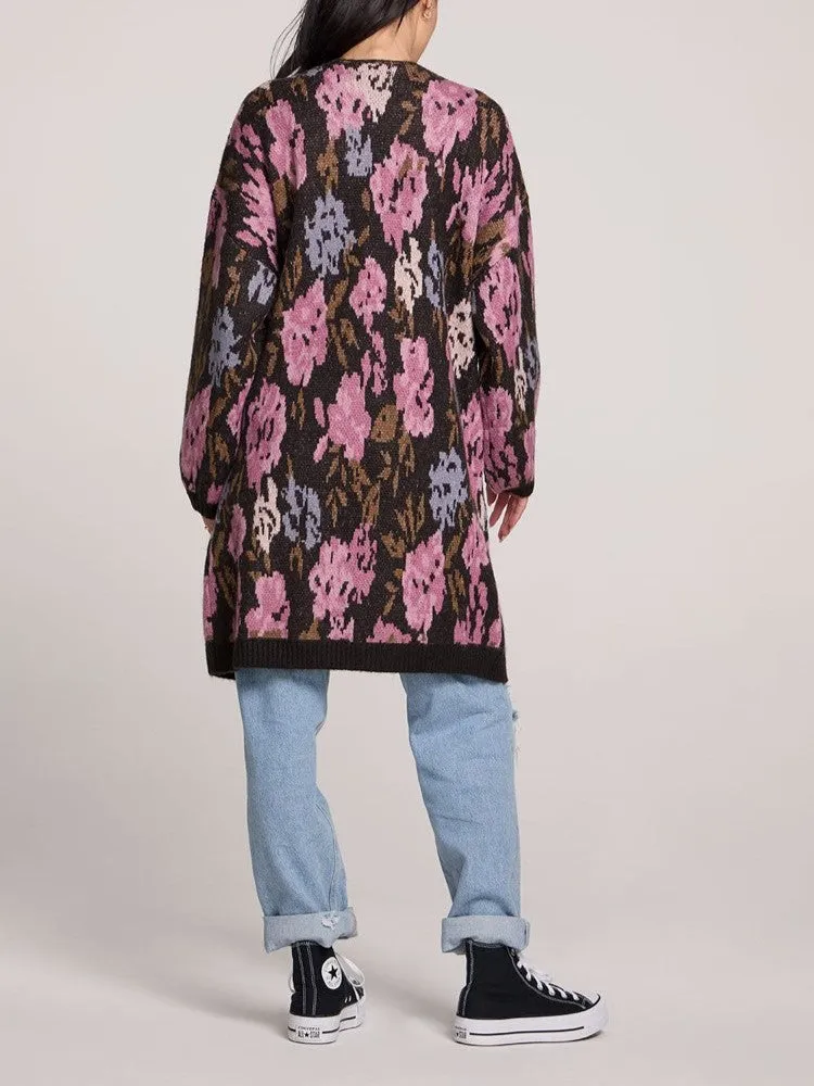 SALTWATER LUXE Emer Long Open Floral Cardigan