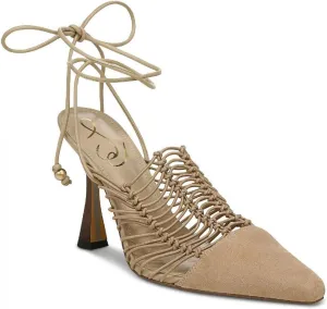 Sam Edelman Womens Trinity Suede Ankle Wrap Pumps Shoes Sesame Suede Brown 6.5M