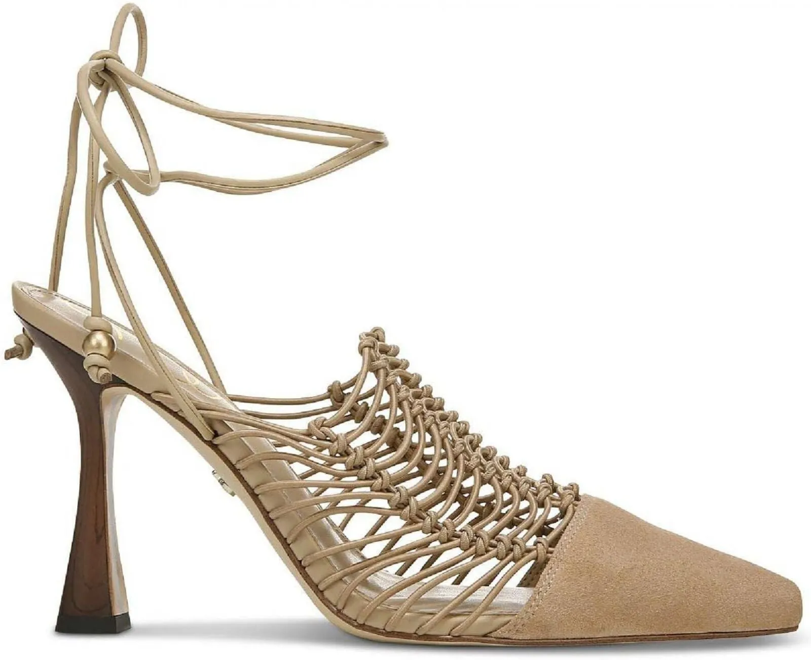 Sam Edelman Womens Trinity Suede Ankle Wrap Pumps Shoes Sesame Suede Brown 6.5M