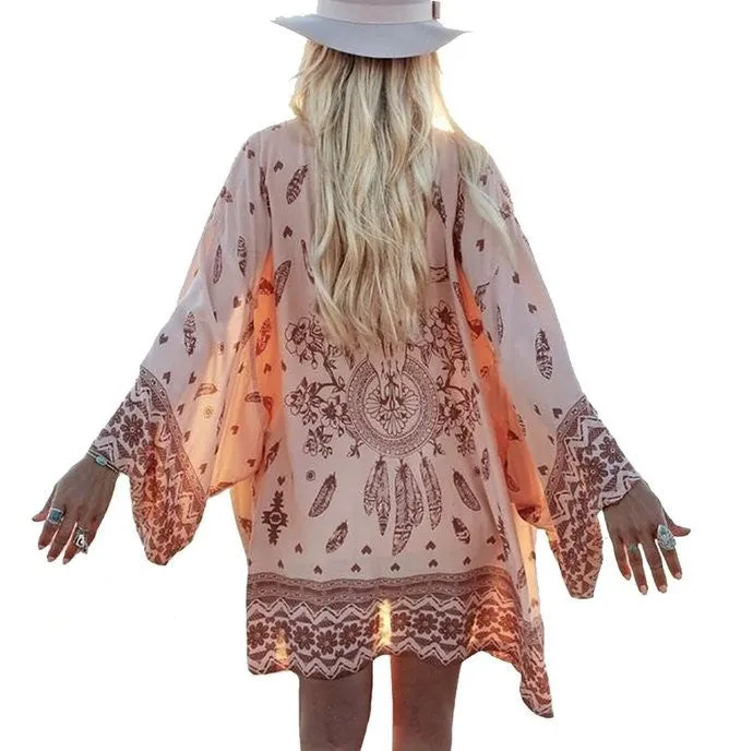 Sarah Vintage Summer Khaki Kimono