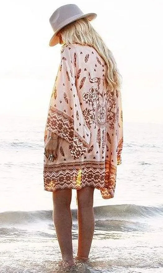 Sarah Vintage Summer Khaki Kimono
