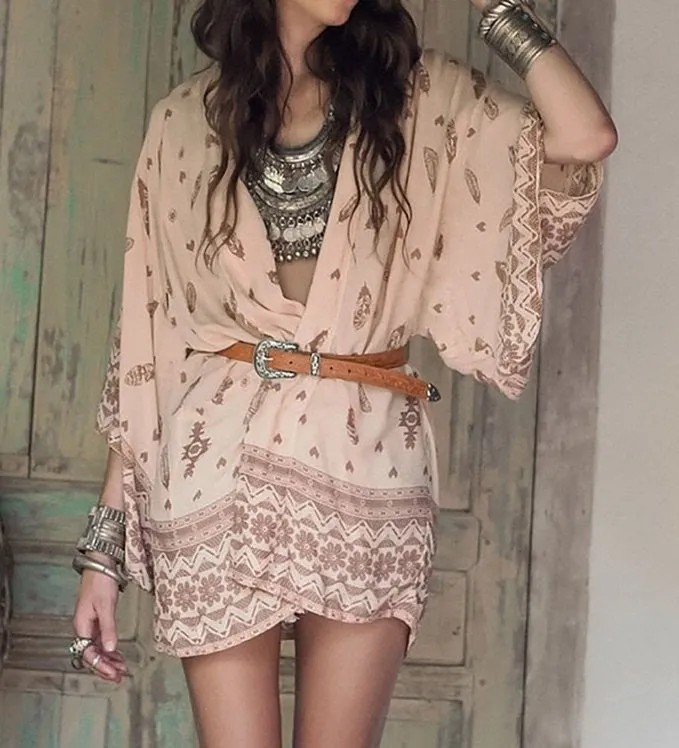 Sarah Vintage Summer Khaki Kimono