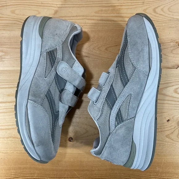 SAS JV Mesh Active Hook &amp; Loop Sneaker Men’s 12 3W TRIPLE WIDE Grey Suede USA