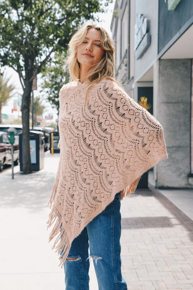 Scallop Lace Knit Poncho - 5 colors