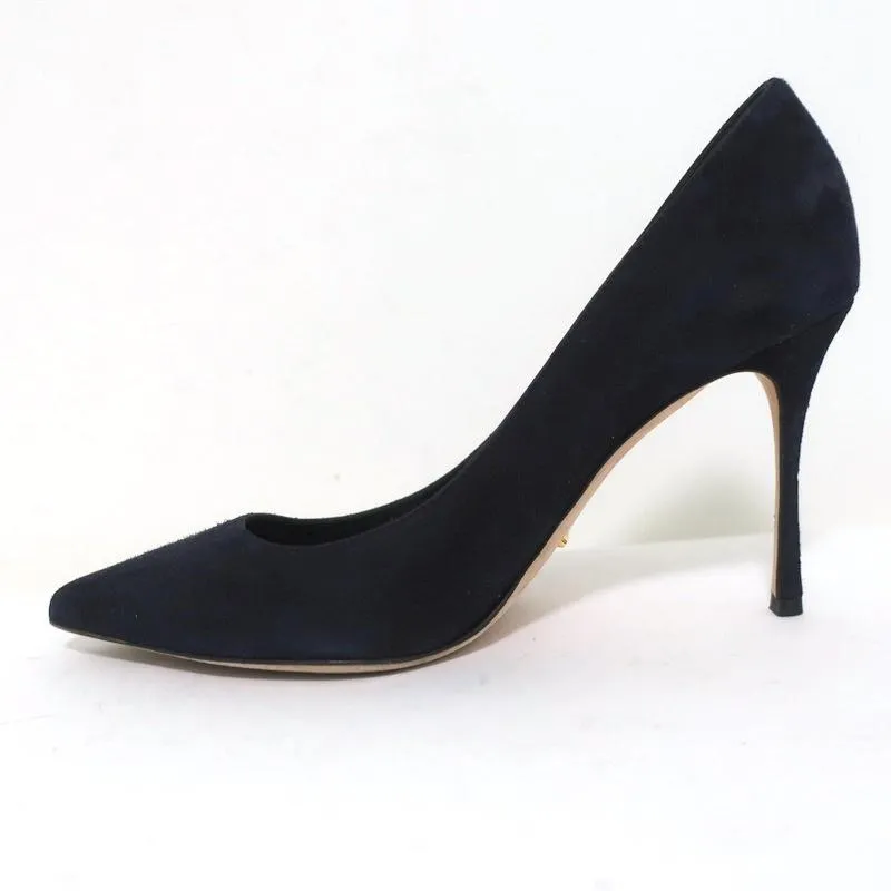Sergio Rossi Godiva Pumps Navy Suede Size 37.5 Pointed Toe Heels