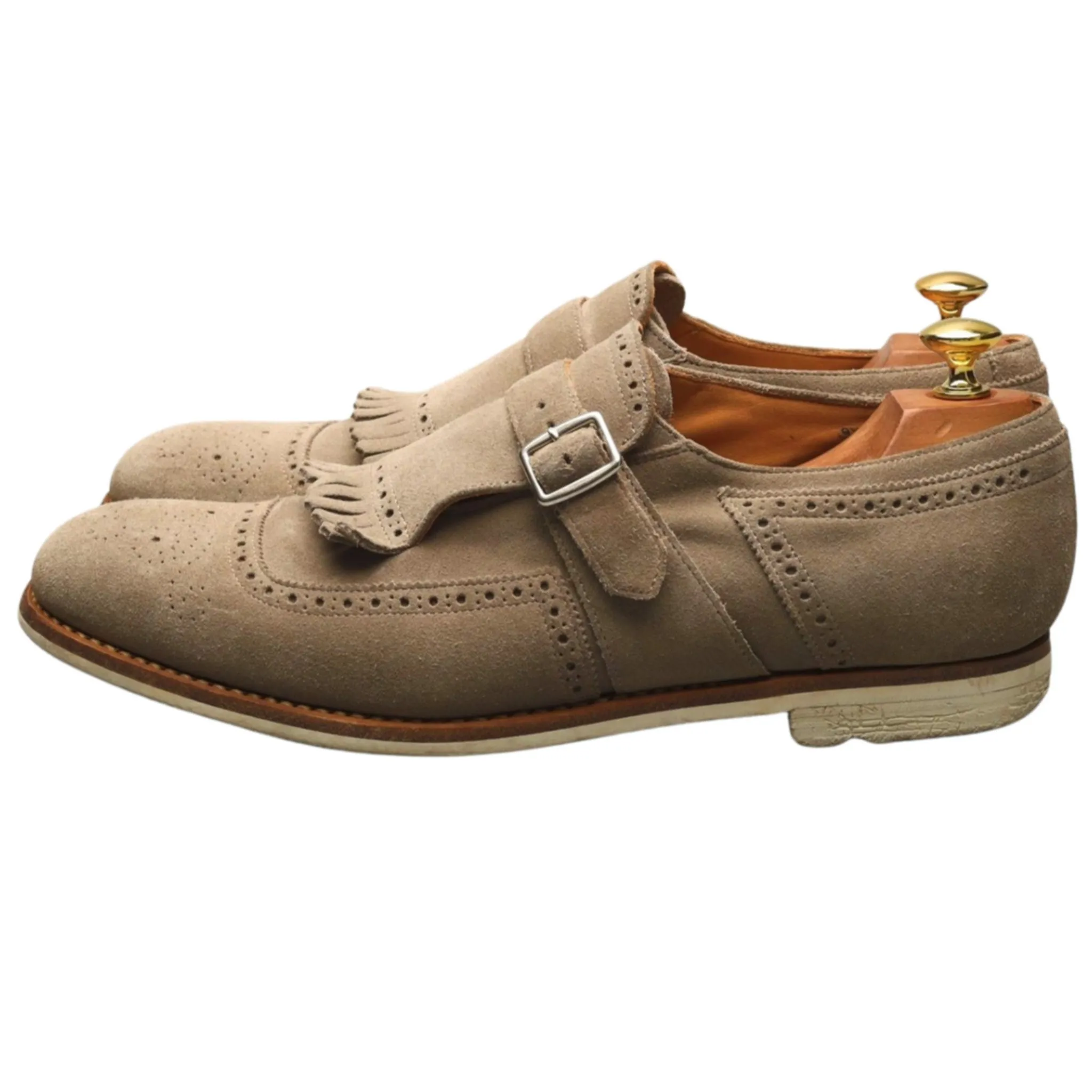 'Shanghai' Stone Suede Monk Strap UK 8 F