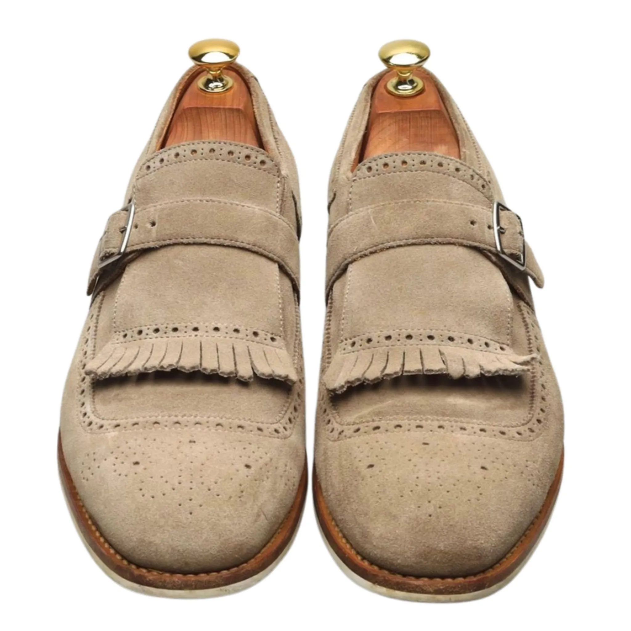 'Shanghai' Stone Suede Monk Strap UK 8 F