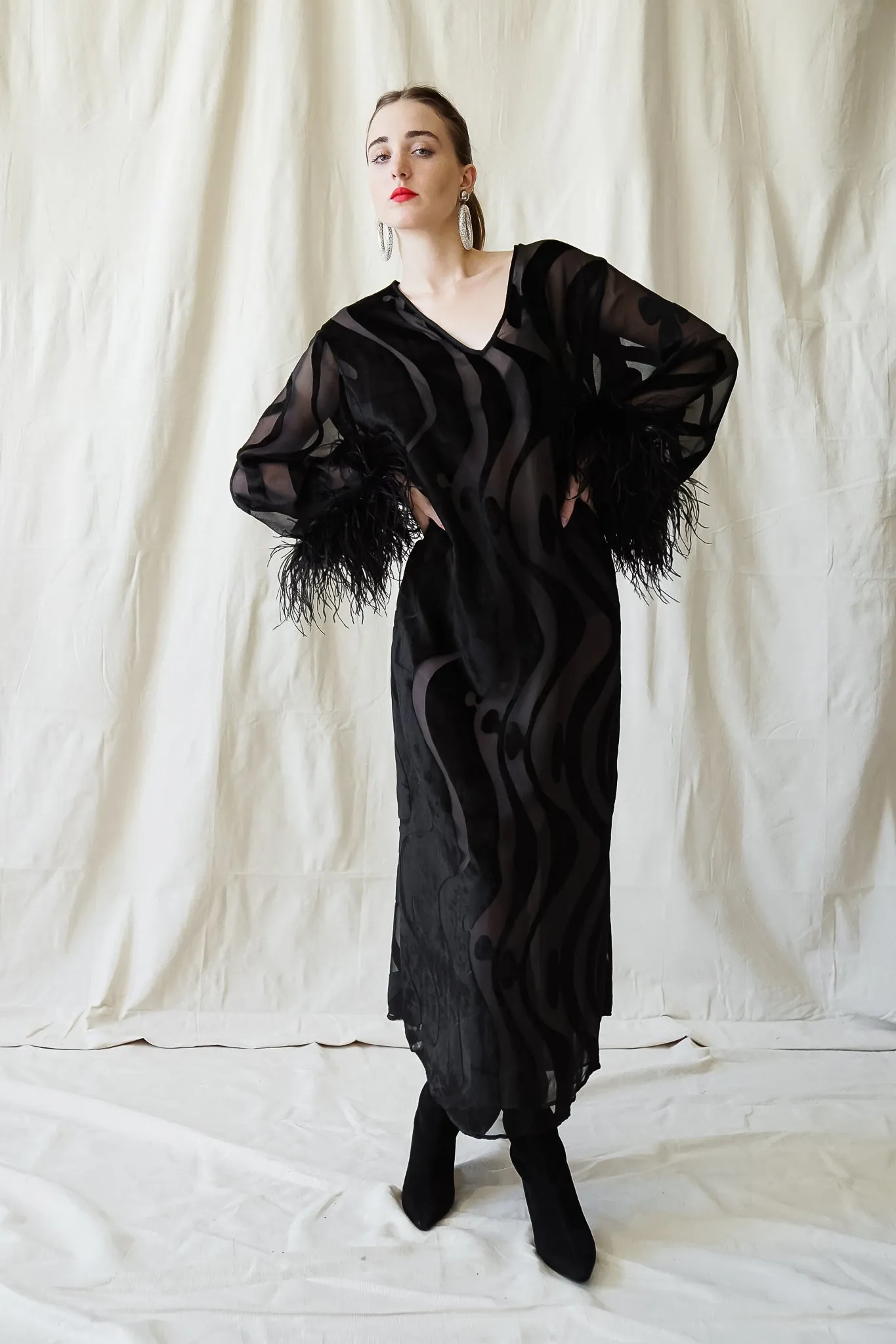 Silk Velvet Burnout Caftan