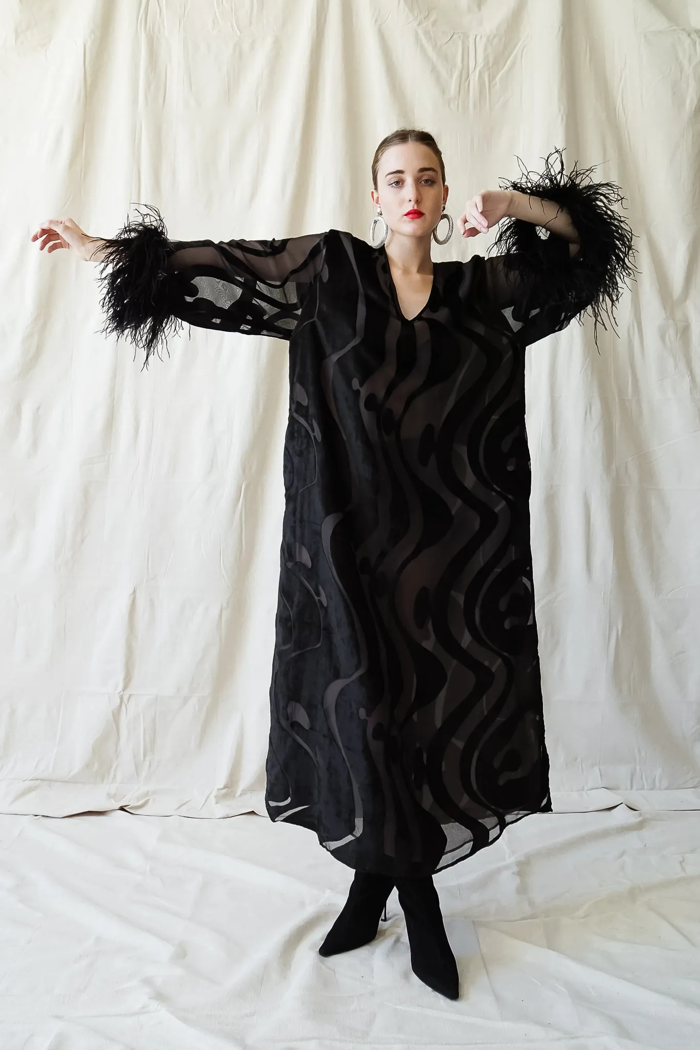 Silk Velvet Burnout Caftan