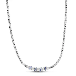 Silver & Blue Sapphire Woven Spiral Chain Necklace