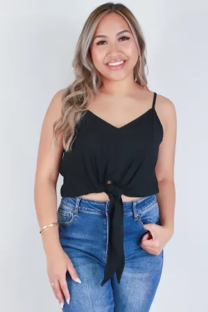 SLEEVELESS TIE FRONT CROP TOP