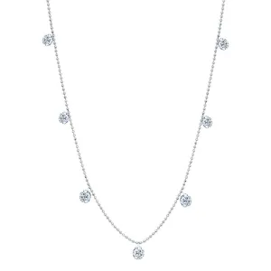 Small Floating Diamond Necklace - White Gold