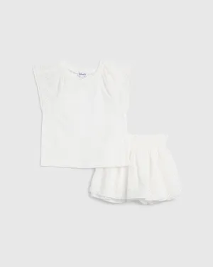 Splendid Toddler Girl Breezy Short Sleeve Skort Set White