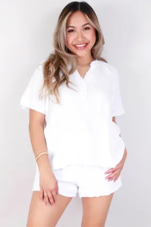 SPLIT NECK GAUZE TOP