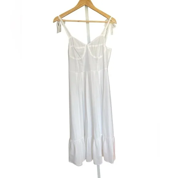 Steve Madden Sophia-Rose White Tie Strap Bustier Midi Dress Size Small NWT