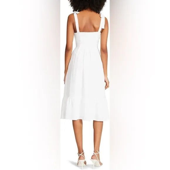 Steve Madden Sophia-Rose White Tie Strap Bustier Midi Dress Size Small NWT