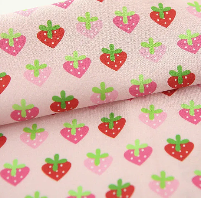Strawberry Cotton Fabric - Digital Printing - By the Yard 85787