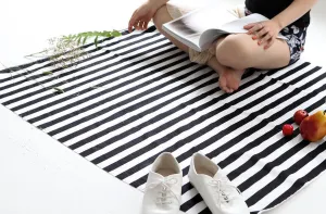 Stripe Oxford Cotton Fabric - Black and White - By the Yard 79648
