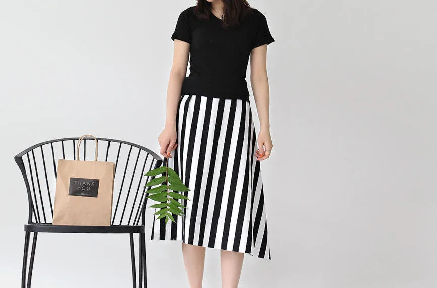 Stripe Oxford Cotton Fabric - Black and White - By the Yard 79648