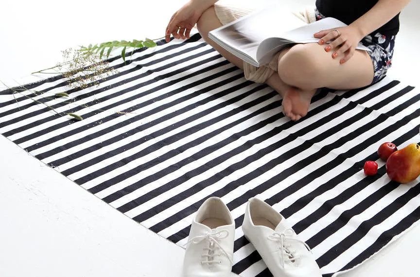 Stripe Oxford Cotton Fabric - Black and White - By the Yard 79648