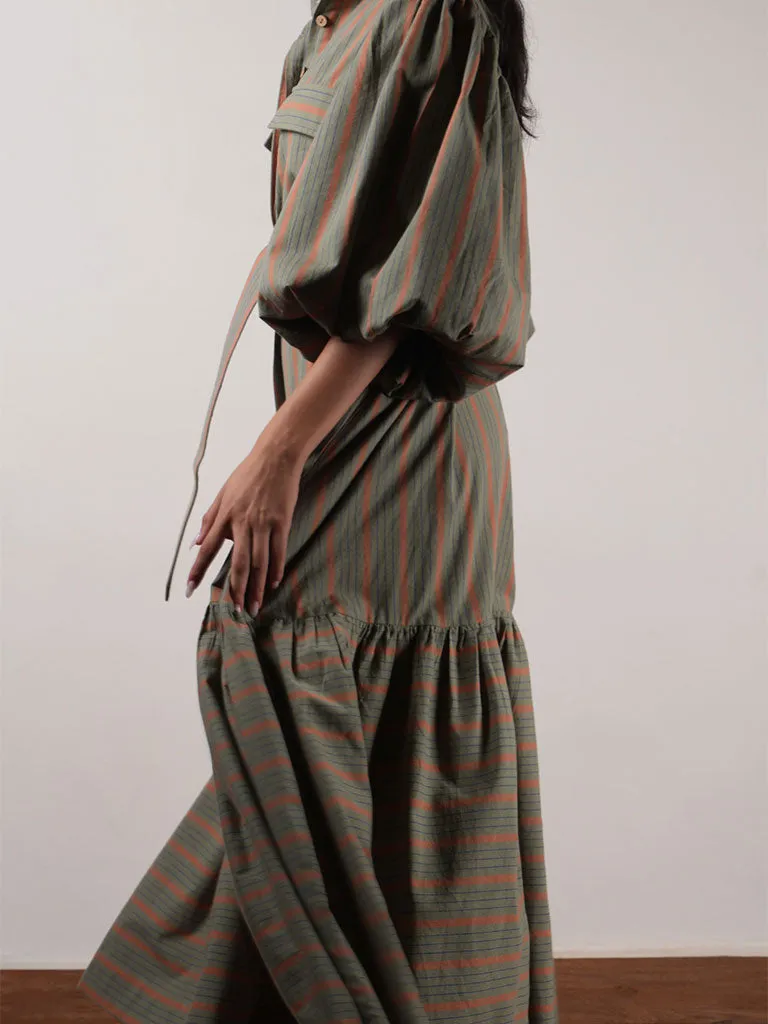 Striped Green Kaavya Dress