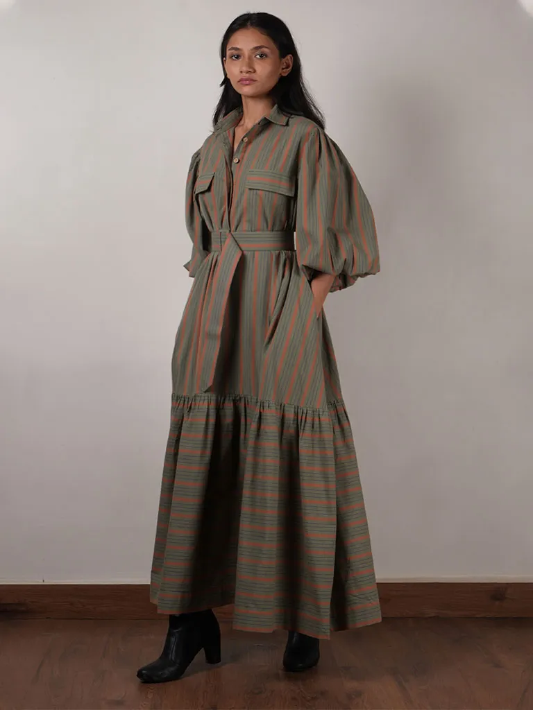 Striped Green Kaavya Dress