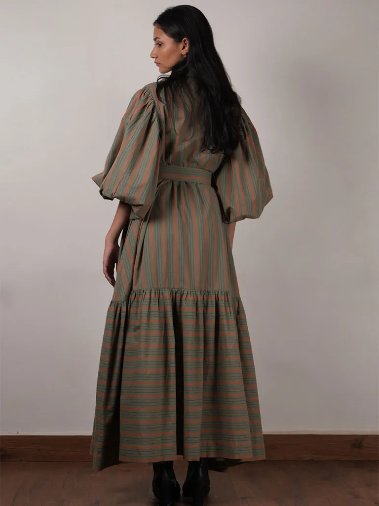 Striped Green Kaavya Dress