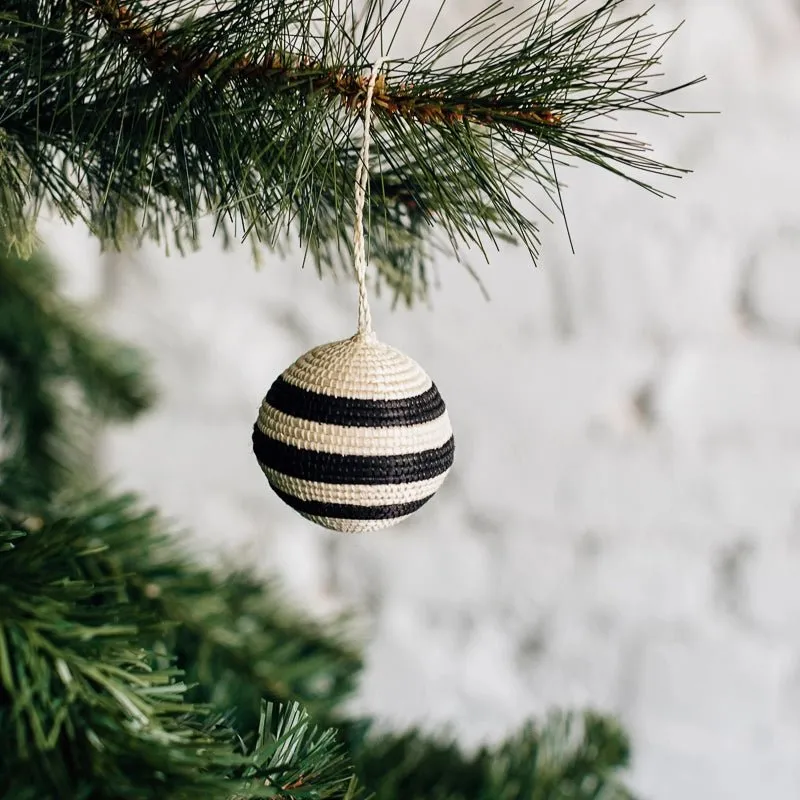 Striped Woven Ball Ornament {black}