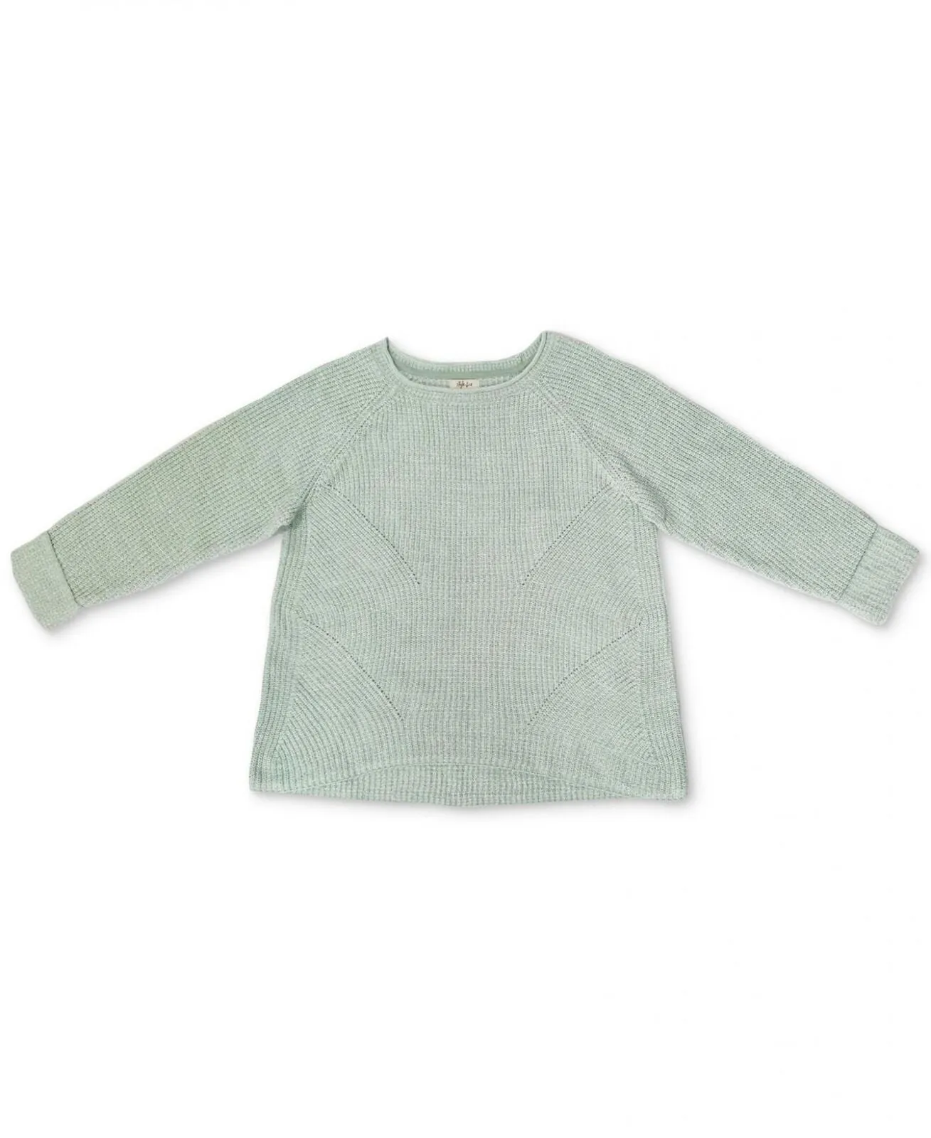 Style & Co Womens Plus Size Marl Pointelle Cuffed Sweater Mint Ice Green 1X