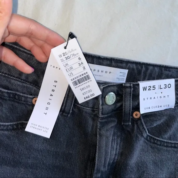 TOPSHOP RIP HEM STRAIGHT JEANS