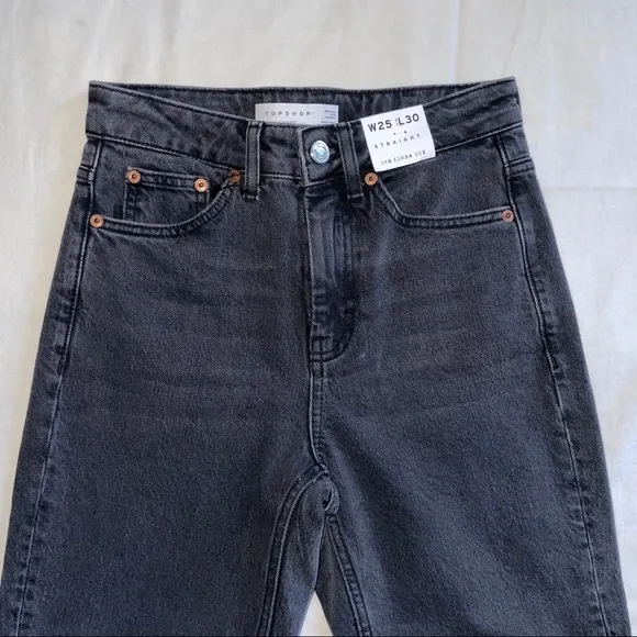 TOPSHOP RIP HEM STRAIGHT JEANS