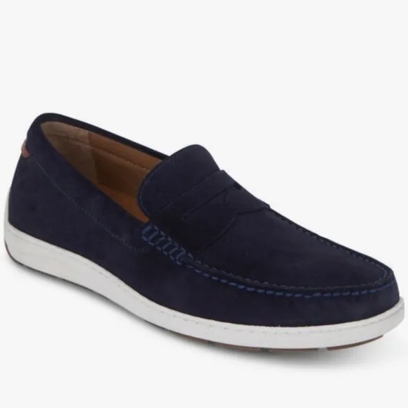 Trask Sheldon Navy Blue Suede Penny Loafer SZ 8.5