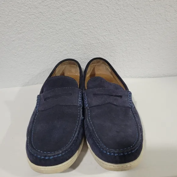 Trask Sheldon Navy Blue Suede Penny Loafer SZ 8.5