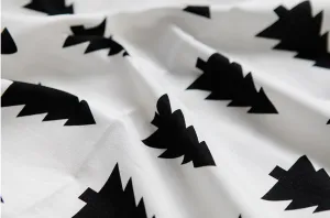 Trees Cotton Fabric, Black Trees, Gray Trees, Mint Trees - Fabric By the Yard 68985