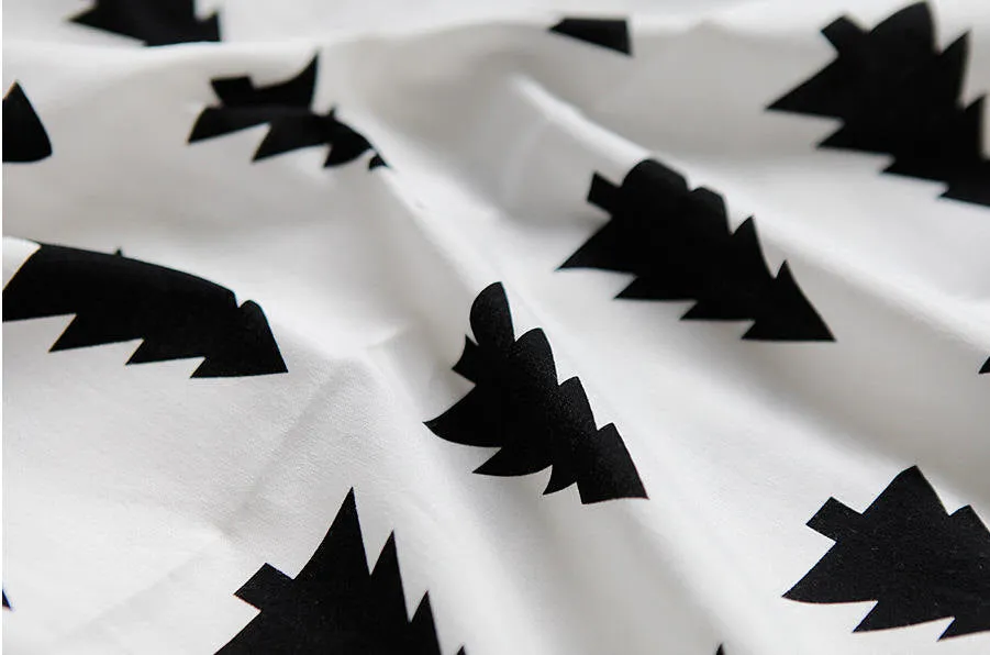 Trees Cotton Fabric, Black Trees, Gray Trees, Mint Trees - Fabric By the Yard 68985