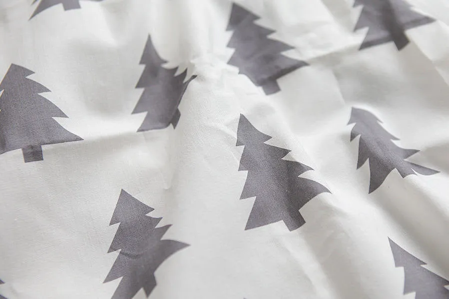 Trees Cotton Fabric, Black Trees, Gray Trees, Mint Trees - Fabric By the Yard 68985