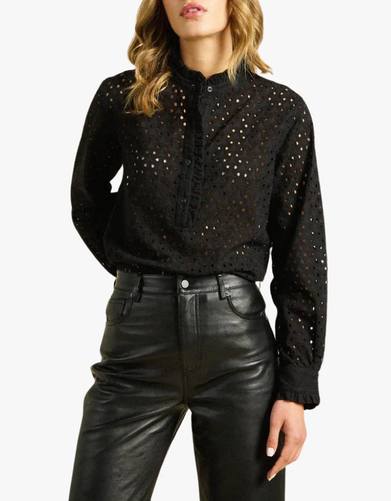 Trovata Breezy Blouse in Black Eyelet