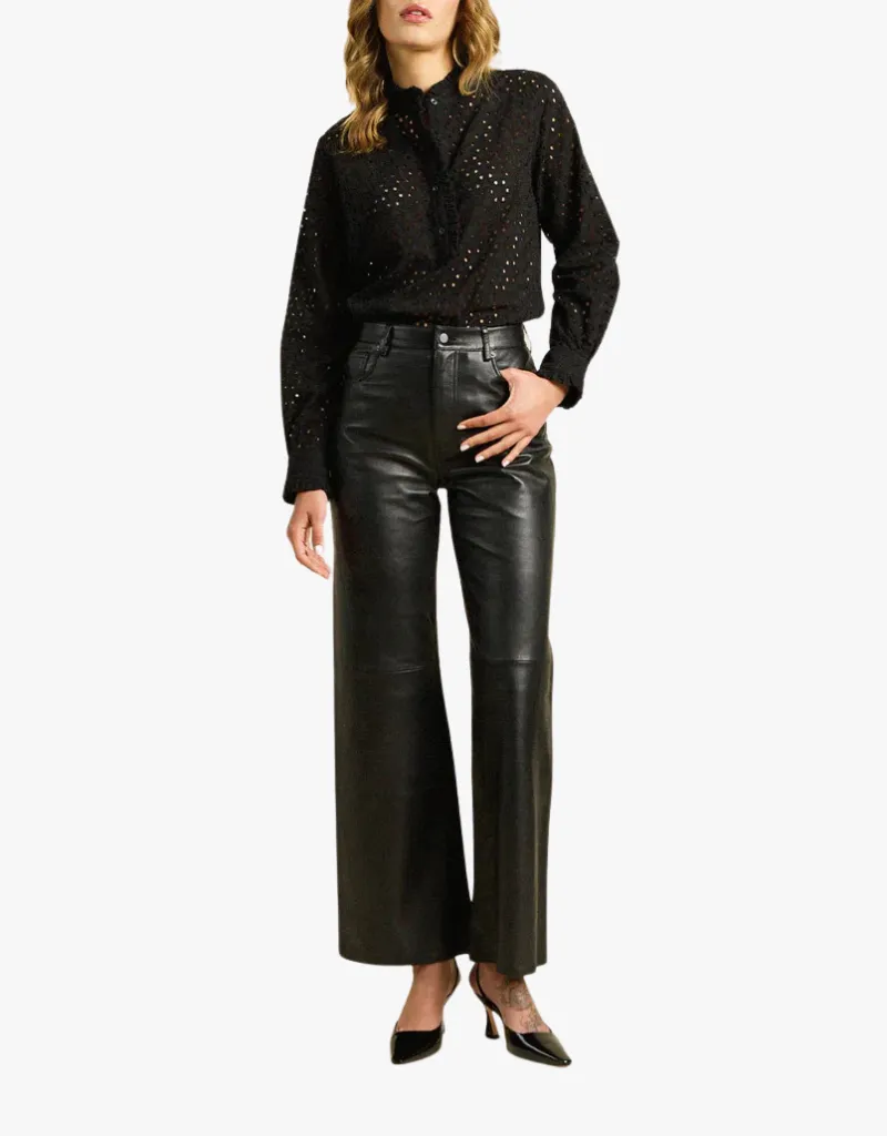 Trovata Breezy Blouse in Black Eyelet