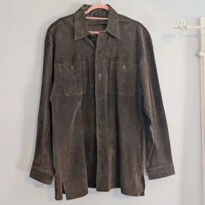 Vintage 90s Liz Claiborne Suede Shacket Leather Jacket Shirt Western Size M